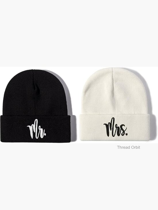 Unisex Knit Beanie Set, Acrylic, One Size Fits Most, Embroidered Letter Print main image 4